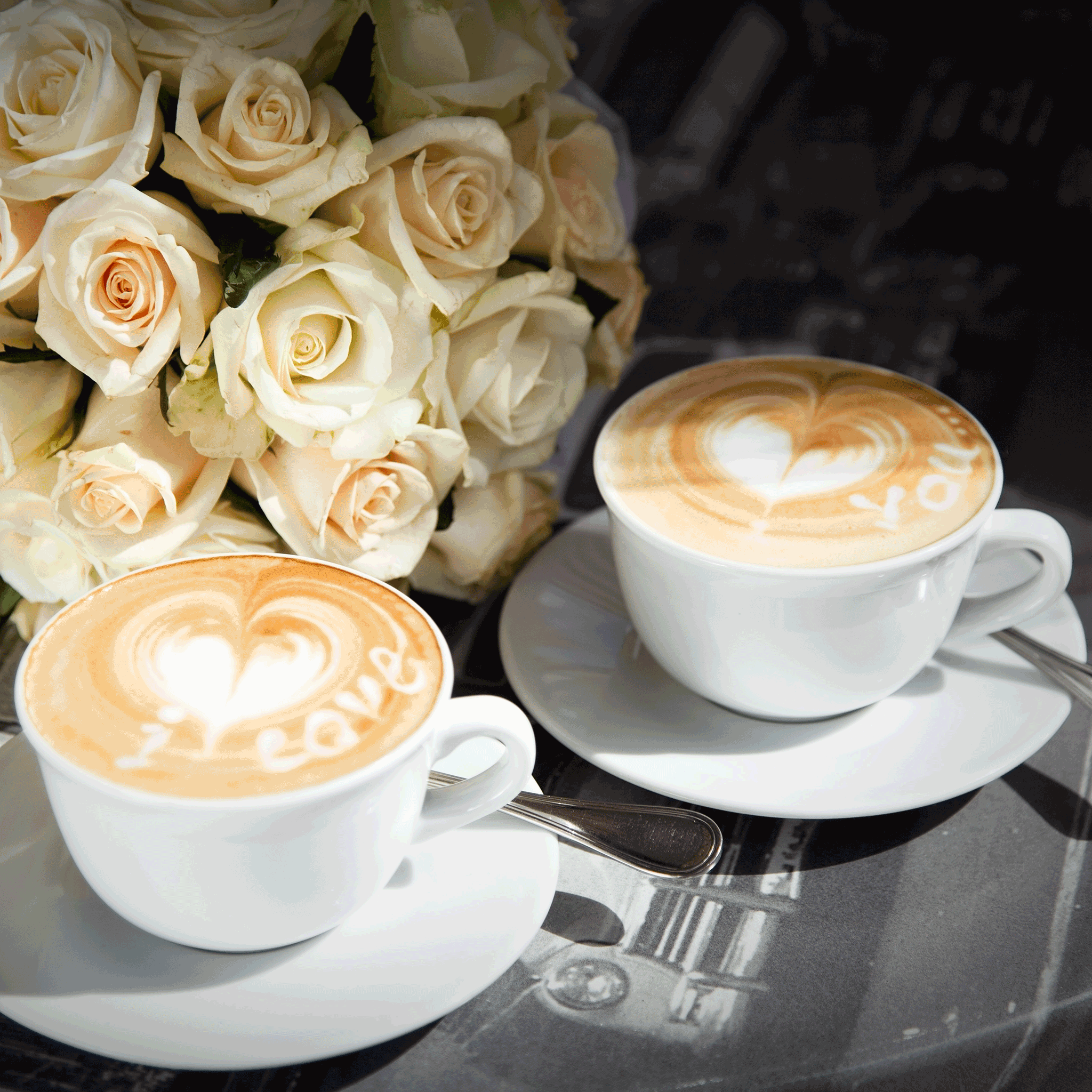 coffee with foam hearts for valentines day