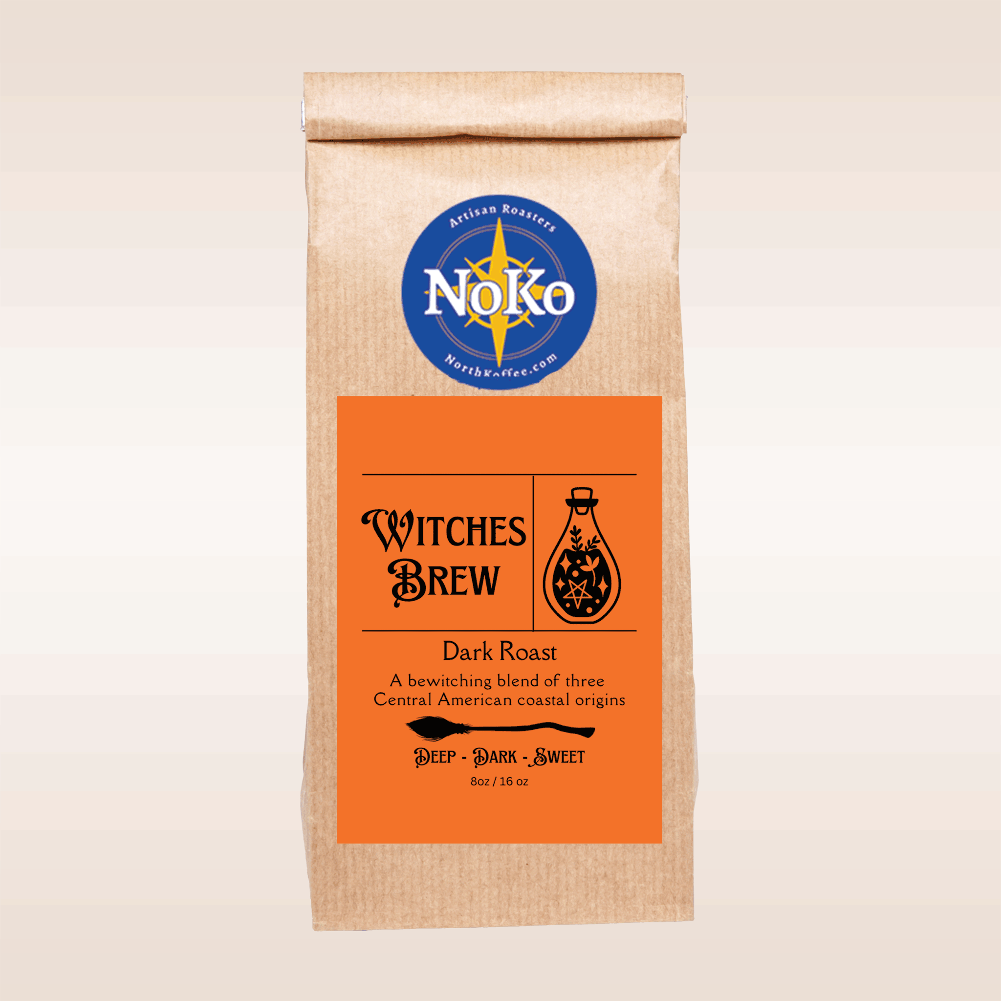 a bag of witches brew coffee for the month of october