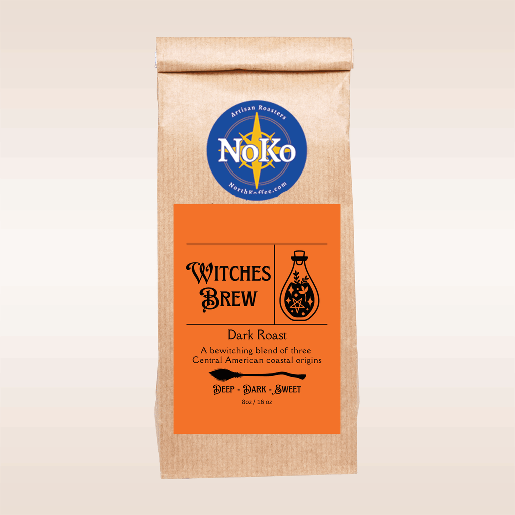 a bag of witches brew coffee for the month of october